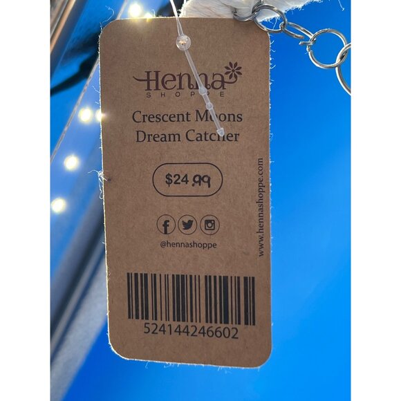 Crescent Moons Dream Catcher By Henna Shoppe - White Macrame Wall Hanging With S - Picture 6 of 7